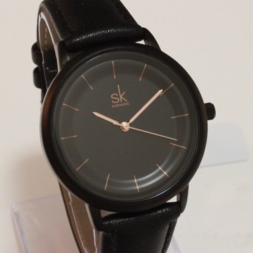 Ladies Dress Quartz Watch Black Dial Black Strap 38mm - Picture 5 of 12